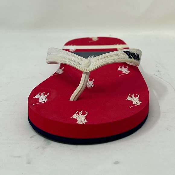 Polo Ralph Lauren Unisex Junior Flip Flop Red/ White Pony Logo US Size 6 VTG NEW - Picture 7 of 14